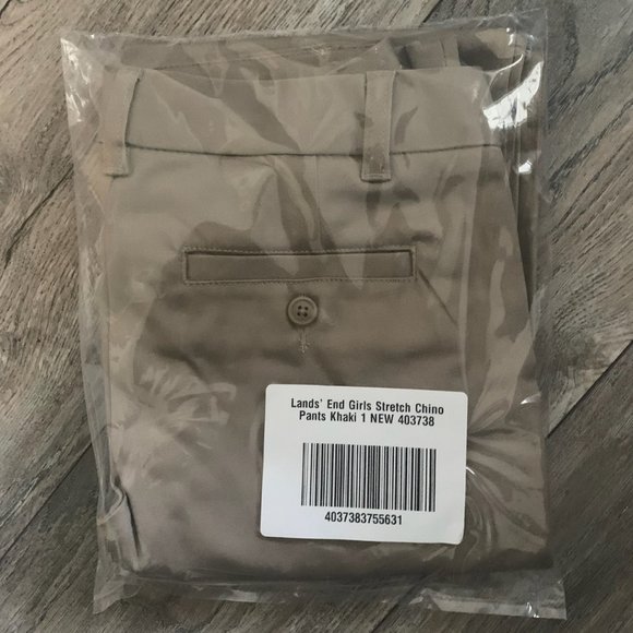 NWT LANDS' END JUNIOR GIRLS STRETCH CHINO PANTS KHAKI SIZE 1 - Picture 6 of 7